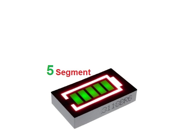 بارگراف نشانگر میزان باتری قرمز led  7pin ,4bit red led 7pin Battery Level Indicator Bar Graph 5-Seg