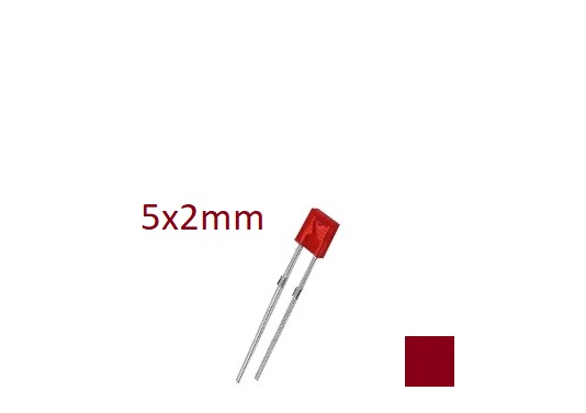 ‫led 5mm 2p,ال ایدی تخت2در5,نور ,دیود نورانی تخت, دیود ال ایدی قرمز
